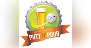 The logo for the putt in pour golf tournament featuring the Bahamas ambiance.