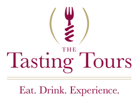 The tasting tours logo on a black background with the keywords "Charter Fights in the Bahamas.